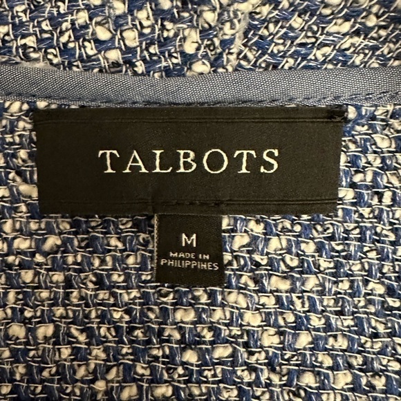 Talbots Blue/White Boucle Drape Front Blazer Size M - Picture 9 of 10
